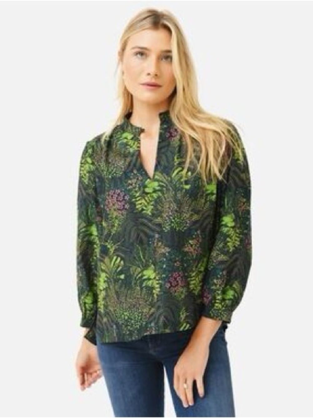 Trovata Birds of paradis Bailey Blouse Floral-Print V-Neck - Picture 2 of 7
